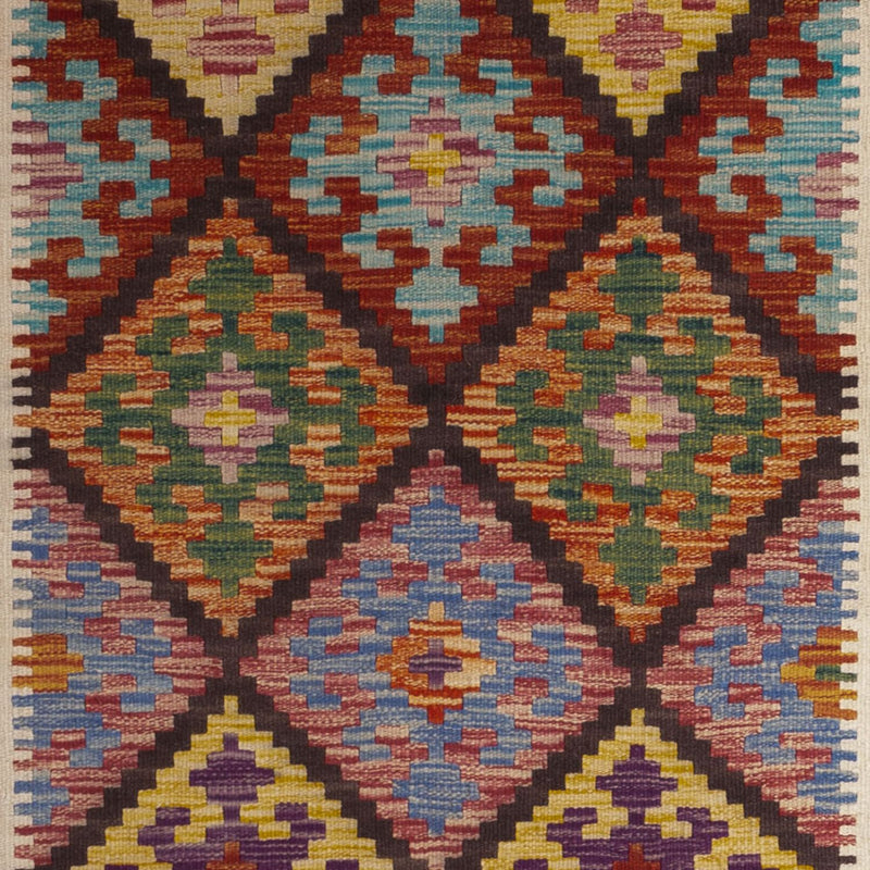 Kelim Maimene Teppich 101x199cm - mehrfarbig