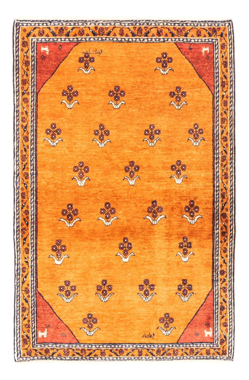 Gabbeh Persisch Teppich 105x148cm - Perserteppich Wollteppich - gold