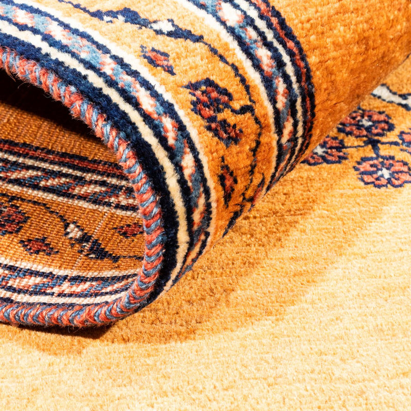 Gabbeh Persisch Teppich 105x148cm - Perserteppich Wollteppich - gold