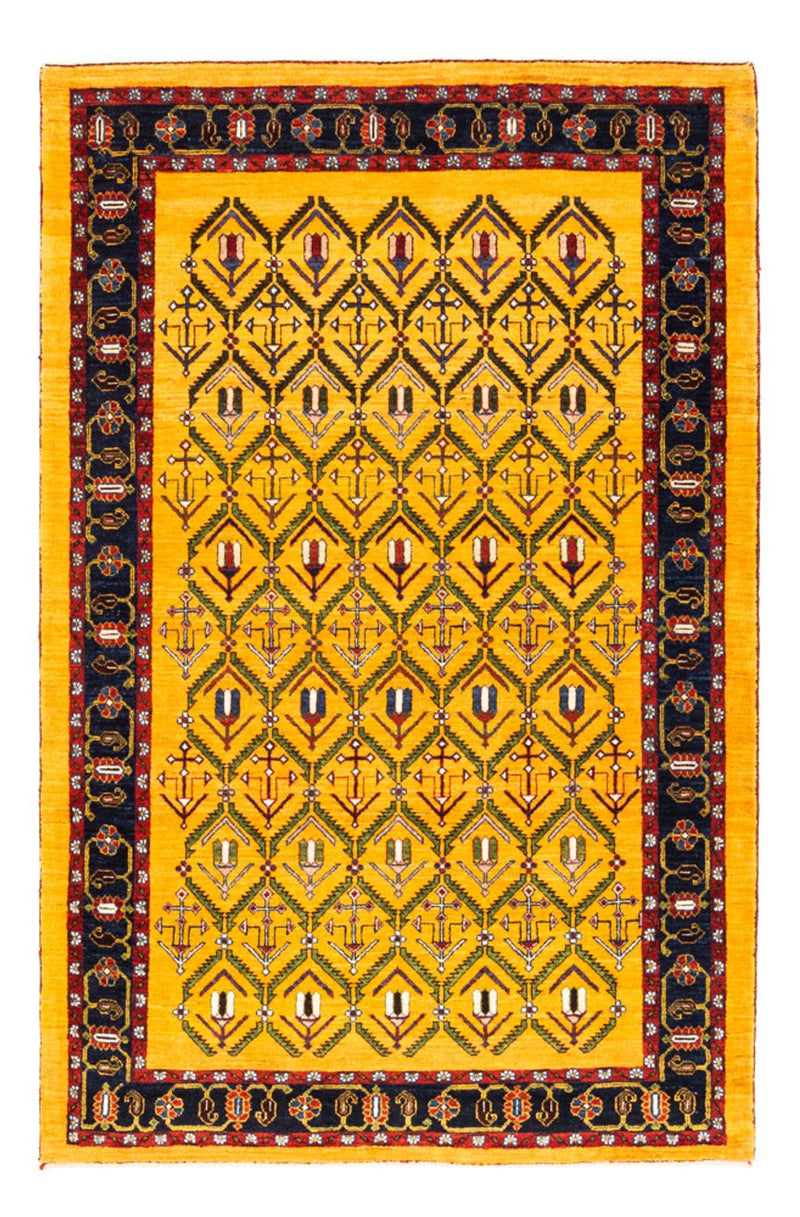 Gabbeh Persisch Teppich 126x188cm - Perserteppich Wollteppich - gold
