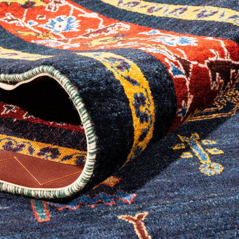 Gabbeh Persisch Teppich 170x240cm - Perserteppich Wollteppich - dunkelblau