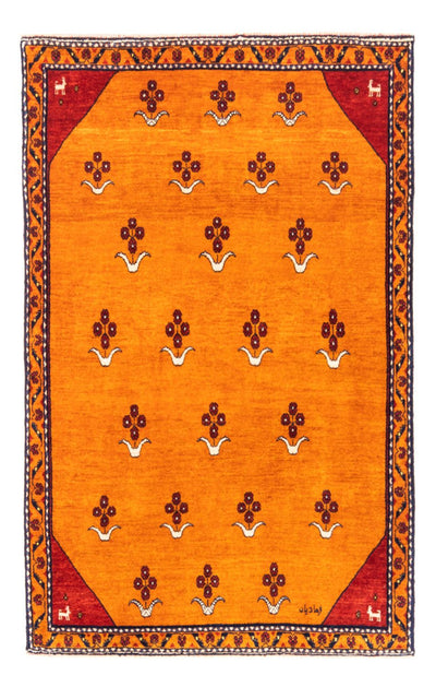 Gabbeh Persisch Teppich 104x155cm - Perserteppich Wollteppich - gold