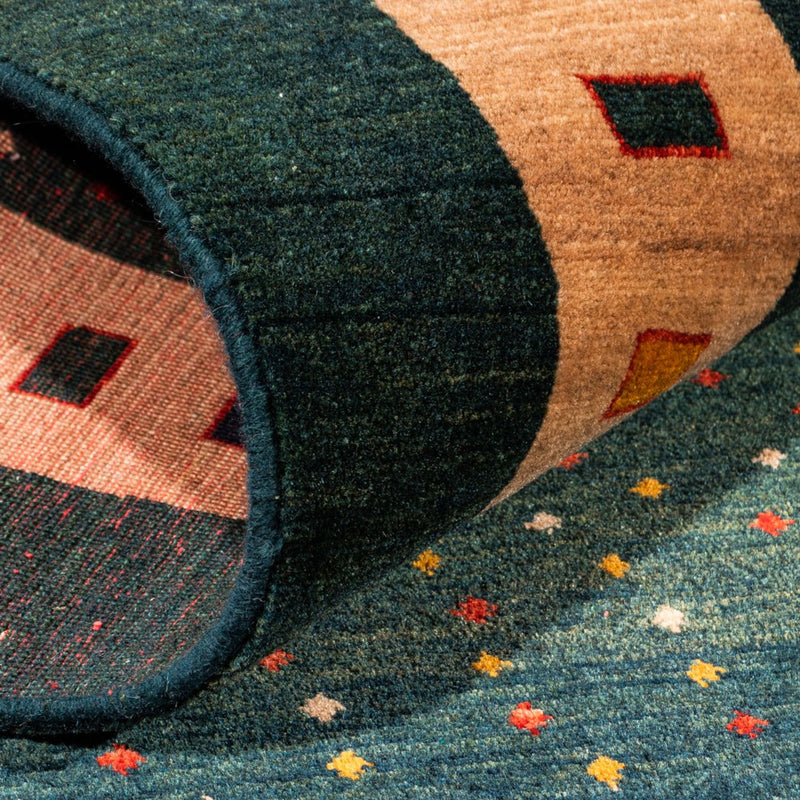 Gabbeh Persisch Teppich 86x226cm - Perserteppich Wollteppich - grün