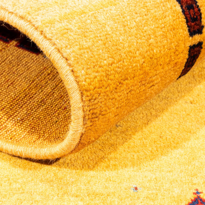Gabbeh Persisch Teppich 83x155cm - Perserteppich Wollteppich - gelb