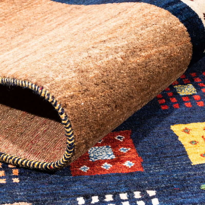 Gabbeh Persisch Teppich 150x200cm - Perserteppich Wollteppich - dunkelblau