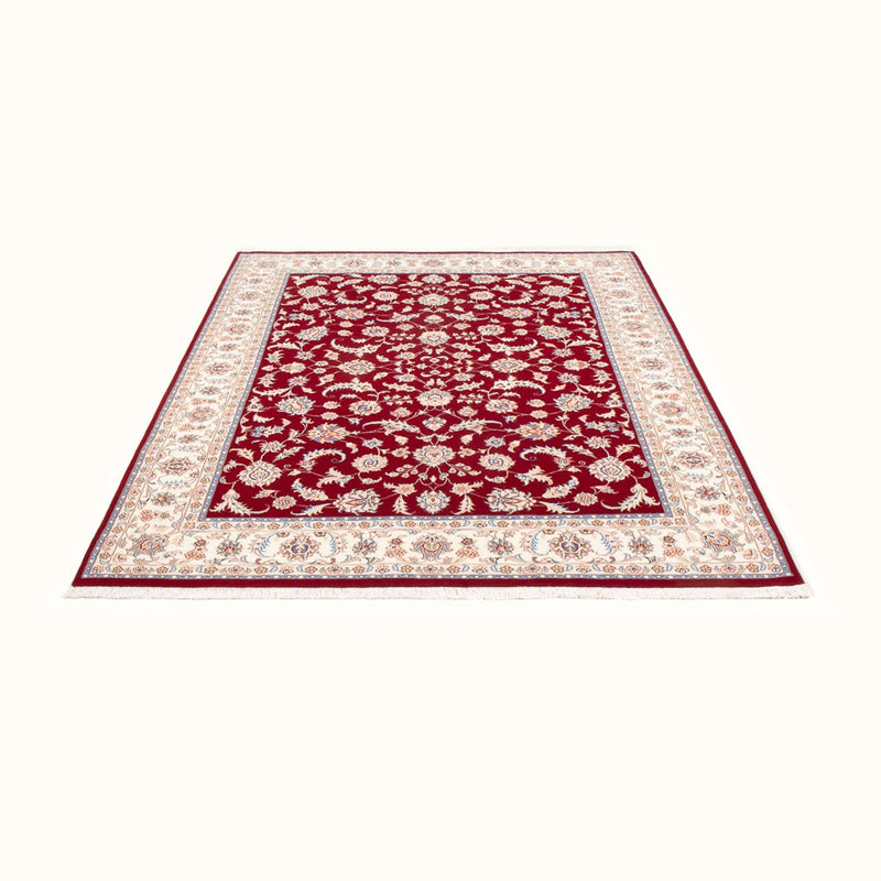 Täbriz - 50 Raj Teppich 150x203cm - Perserteppich - rot