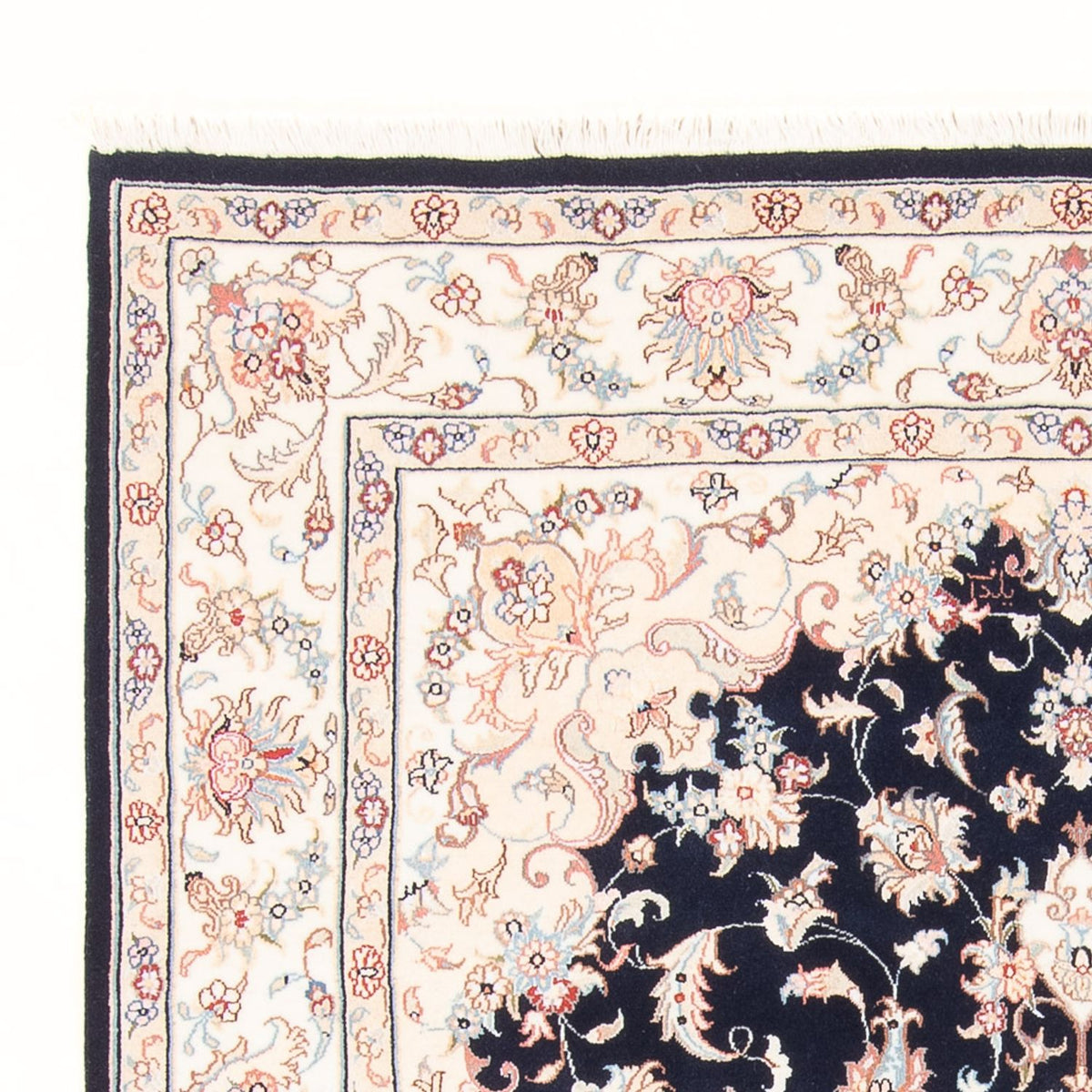 Täbriz - 50 Raj Teppich 150x203cm - Perserteppich - dunkelblau