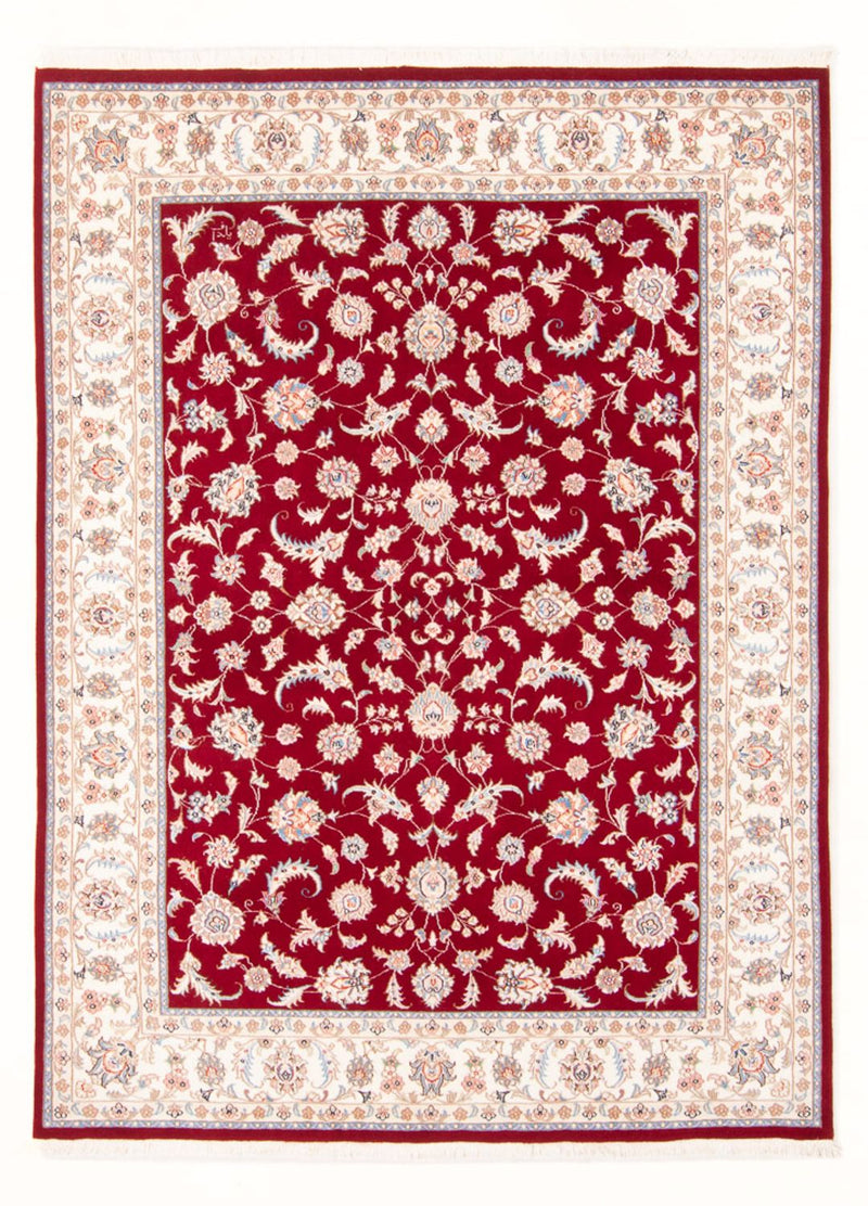 Täbriz - 50 Raj Teppich 147x206cm - Perserteppich - rot
