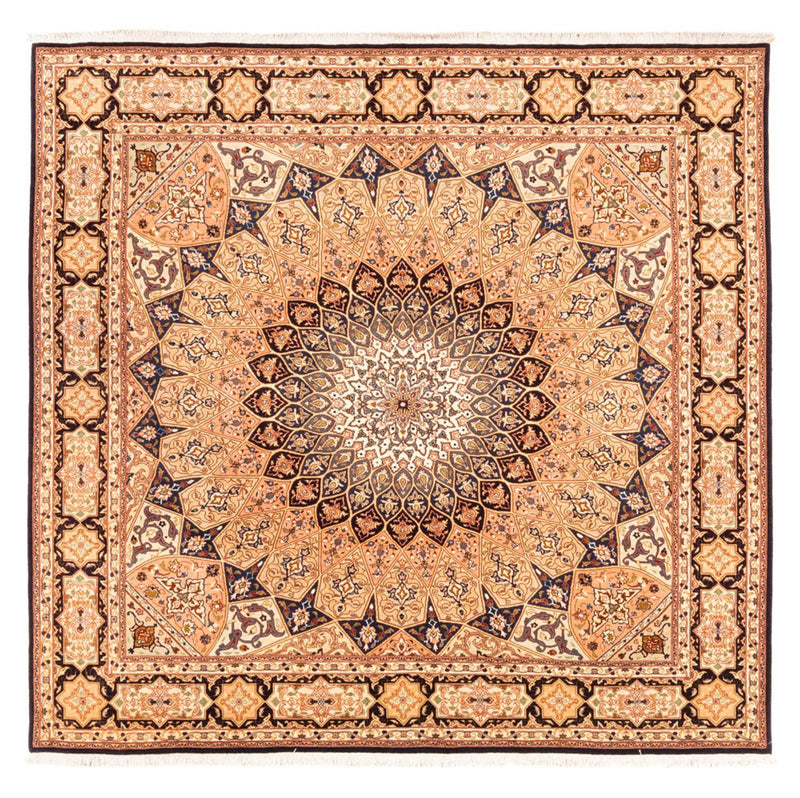 Täbriz - 50 Raj Teppich 200x200cm - Perserteppich - hellbeige