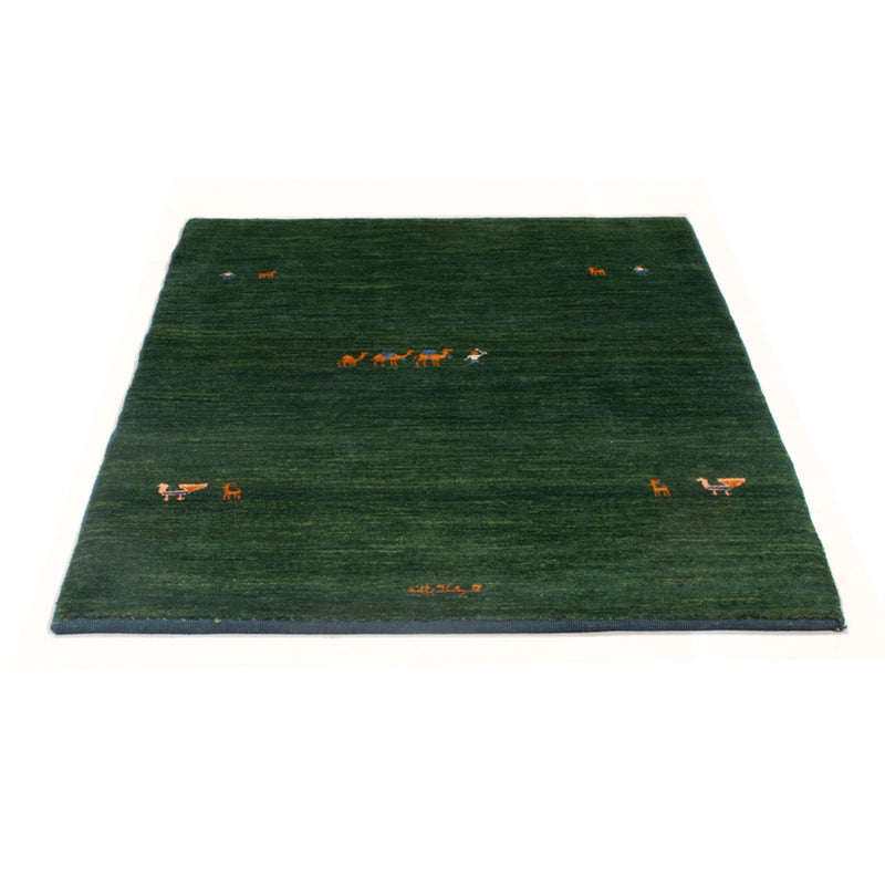 Gabbeh Persisch Teppich 104x151cm - Perserteppich Wollteppich - dunkelgrün