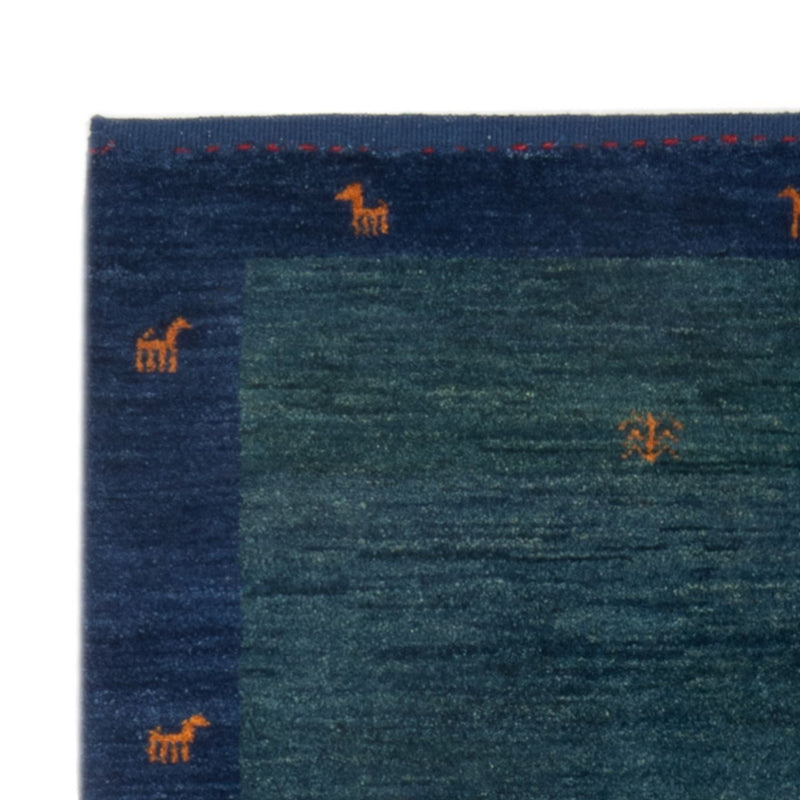 Gabbeh Persisch Teppich 100x139cm - Perserteppich Wollteppich - petrolblau