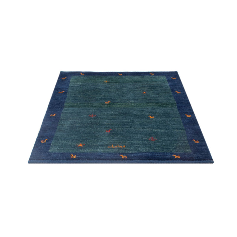 Gabbeh Persisch Teppich 100x139cm - Perserteppich Wollteppich - petrolblau