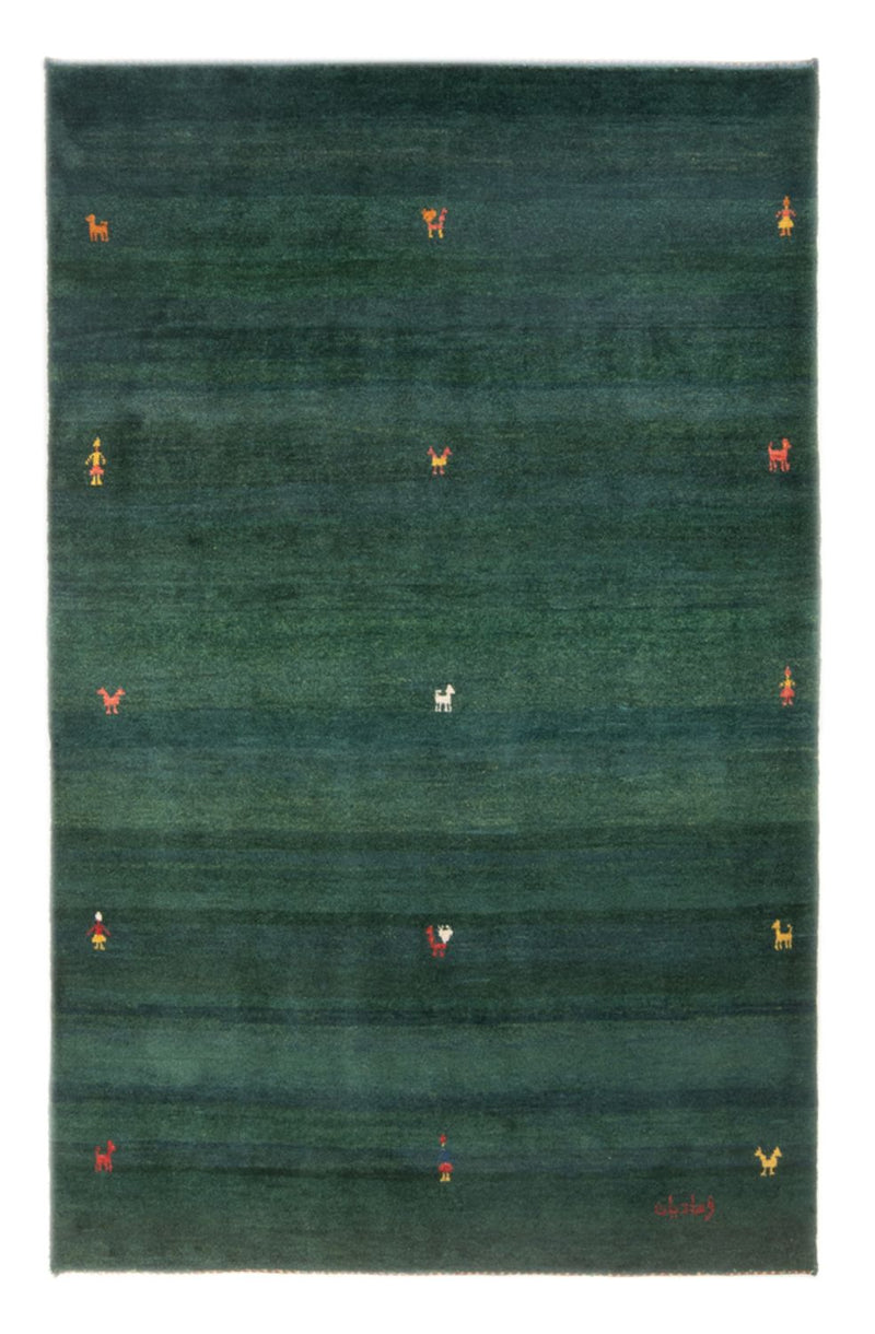 Gabbeh Persisch Teppich 113x183cm - Perserteppich Wollteppich - grün