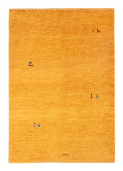 Gabbeh Persisch Teppich 100x147cm - Perserteppich Wollteppich - gold