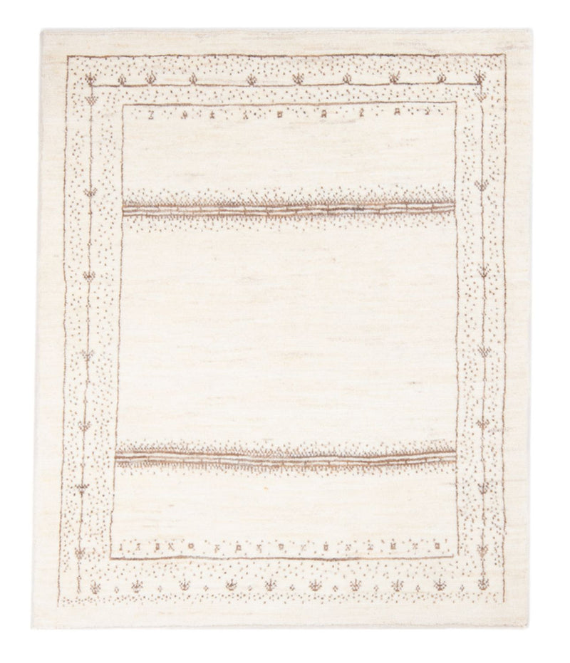 Gabbeh Persisch Teppich 100x142cm - Perserteppich Wollteppich - weiß