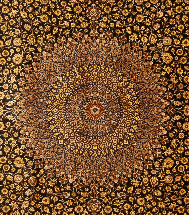 Ghom - Seide Teppich 242x353cm - Perserteppich - schwarz