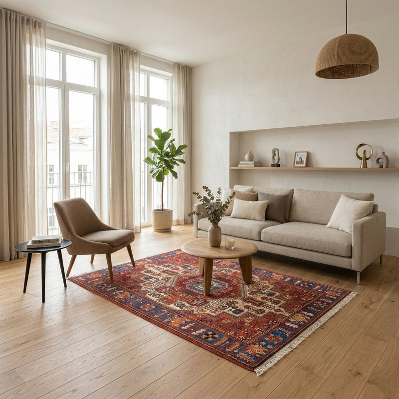 Nahavand Teppich 140x200cm - Perserteppich - rot
