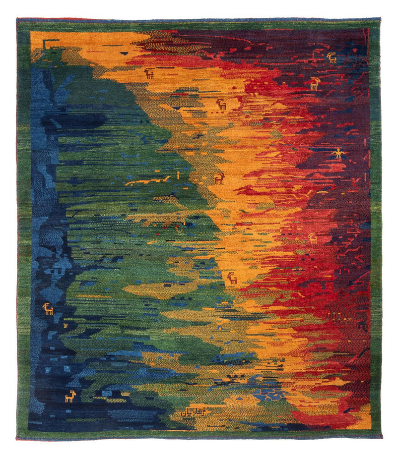 Gabbeh Persisch Teppich 200x228cm - Perserteppich Wollteppich - mehrfarbig