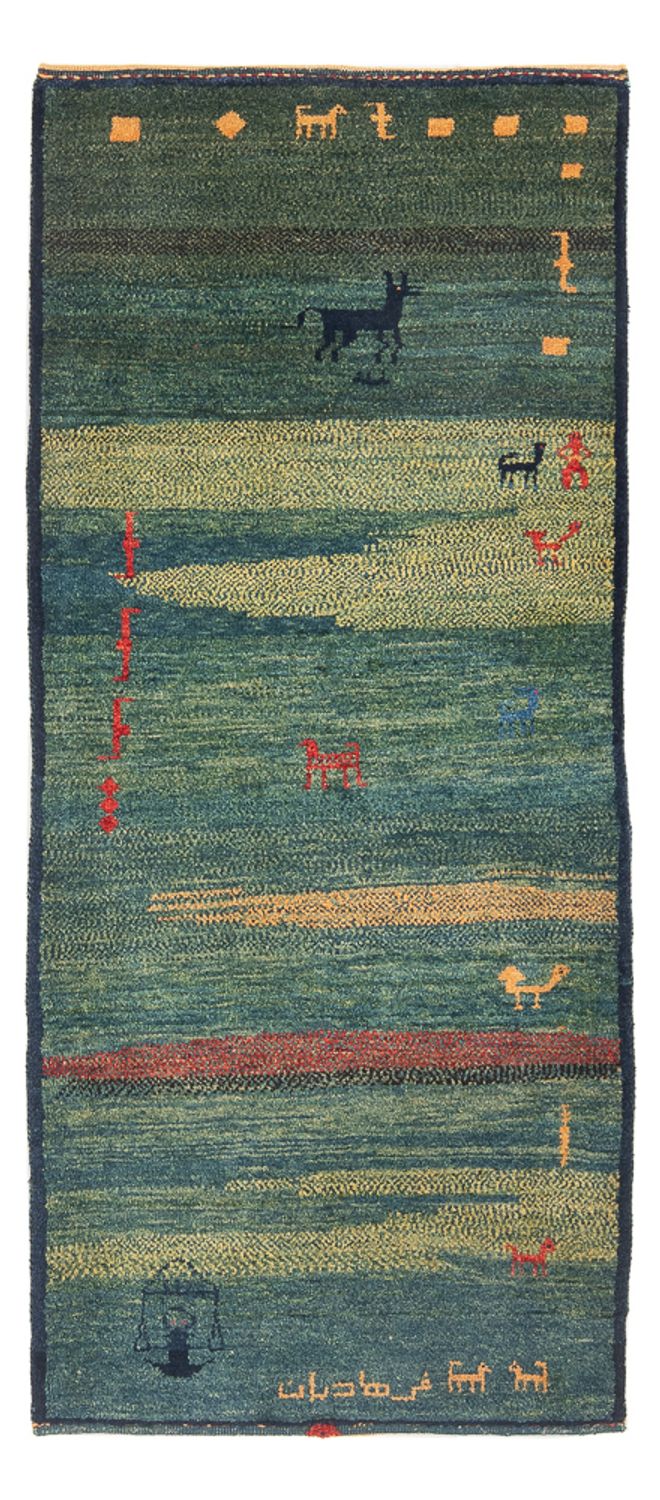 Gabbeh Persisch Teppich 87x195cm - Perserteppich Wollteppich - mehrfarbig