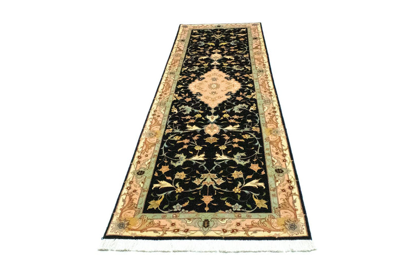 Täbriz - 50 Raj Teppich 85x294cm - Perserteppich - schwarz