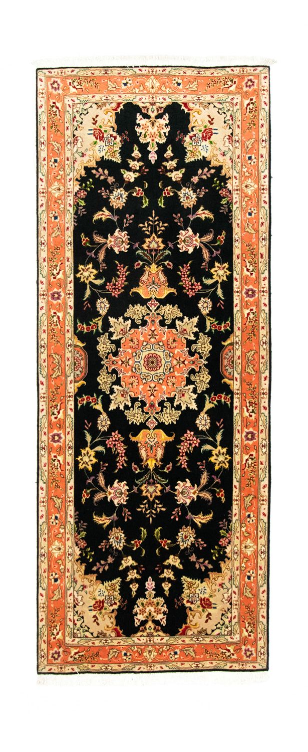 Täbriz - 50 Raj Teppich 83x215cm - Perserteppich - schwarz