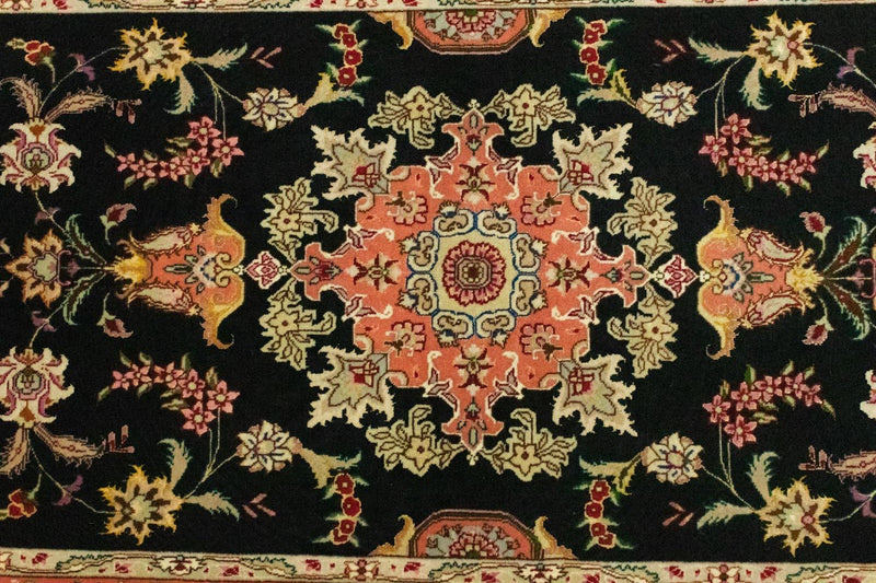 Täbriz - 50 Raj Teppich 83x215cm - Perserteppich - schwarz