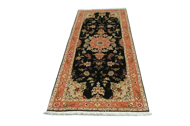 Täbriz - 50 Raj Teppich 83x215cm - Perserteppich - schwarz
