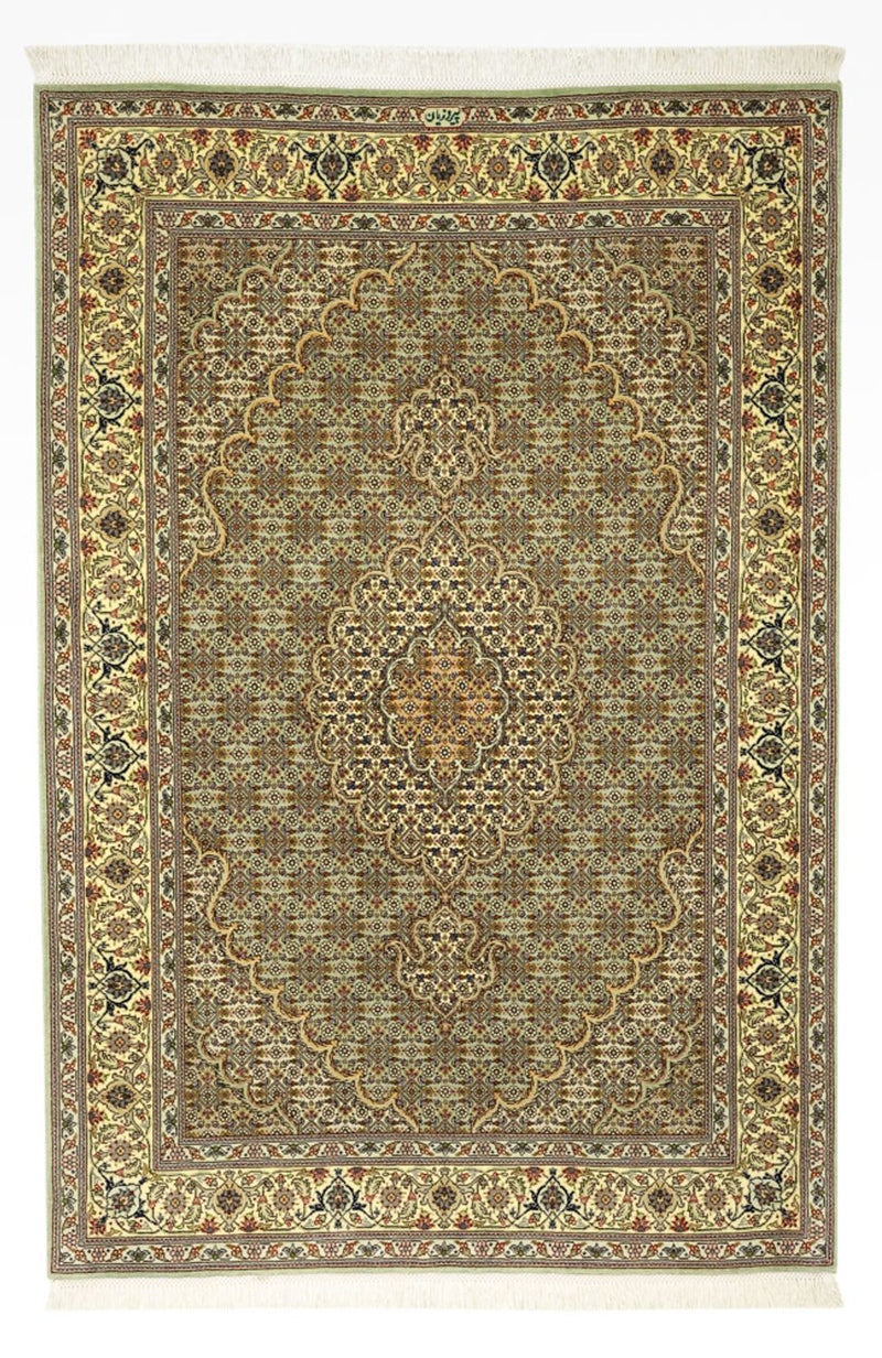 Täbriz - 50 Raj Teppich 101x150cm - Perserteppich - sand