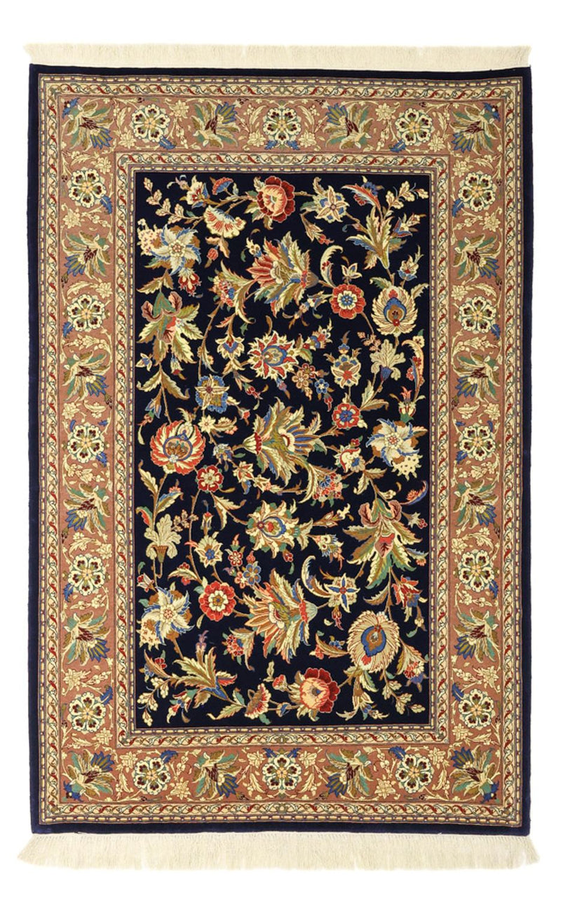 Isfahan Teppich 101x151cm - Perserteppich - dunkelblau