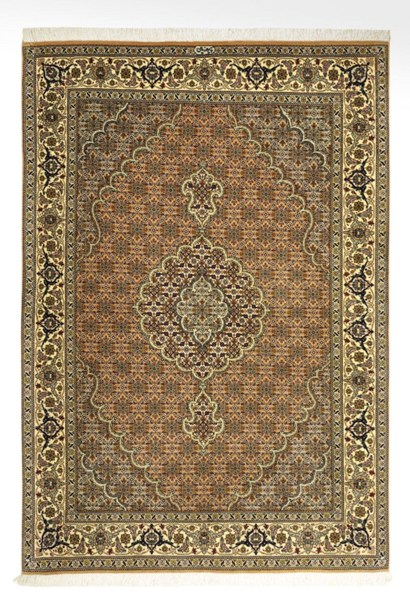 Täbriz - 50 Raj Teppich 102x150cm - Perserteppich - sand