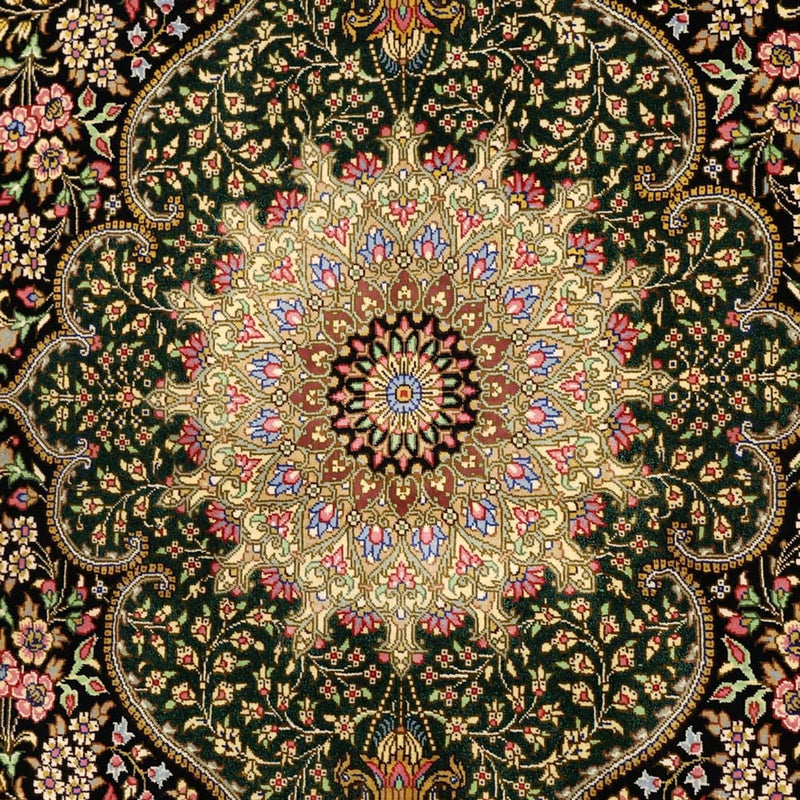 Ghom Teppich 99x156cm - Perserteppich - dunkelbeige