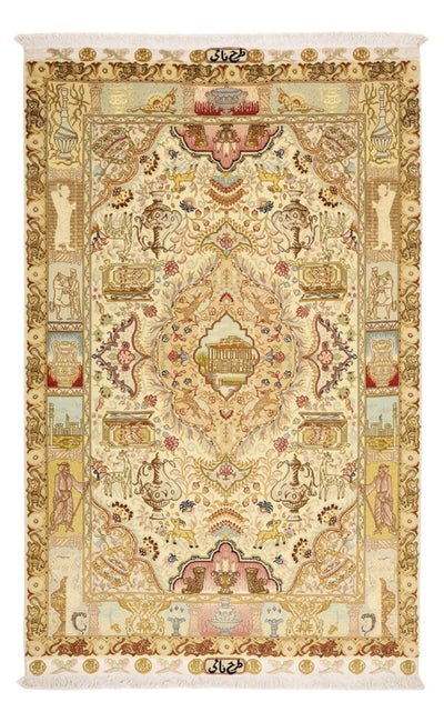 Täbriz - 50 Raj Teppich 101x160cm - Perserteppich - beige