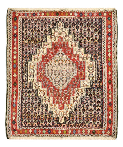 Kelim Senneh Teppich 130x147cm - rot