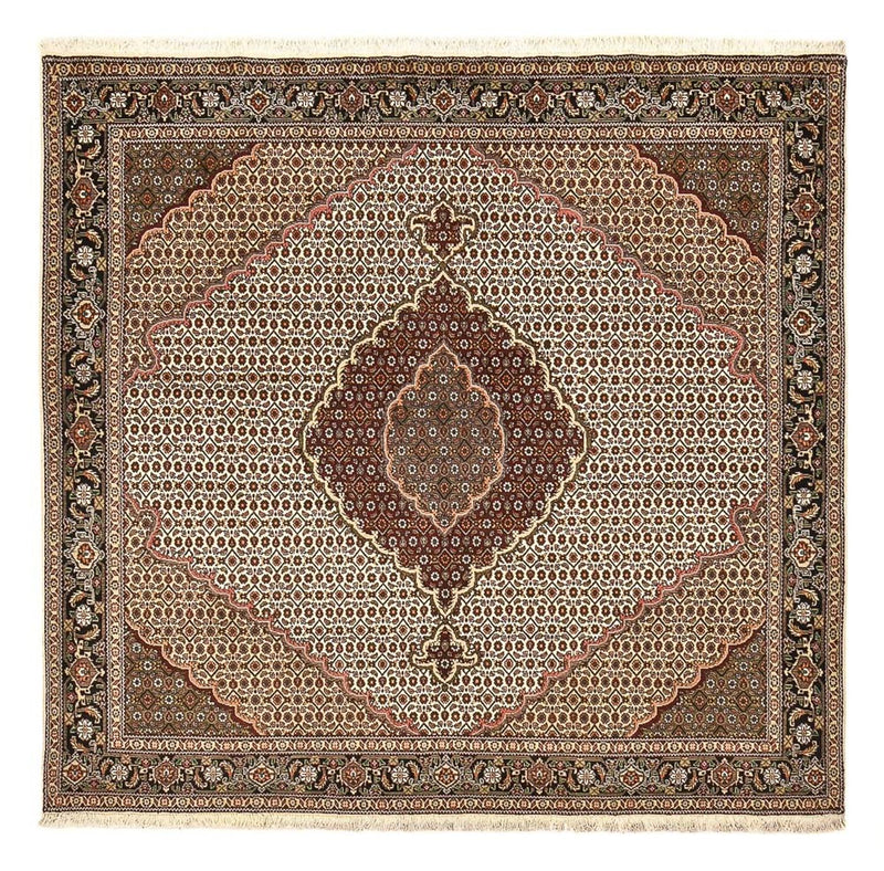 Täbriz - 40 Raj Teppich 200x200cm - Perserteppich - hellbraun