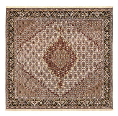 Täbriz - 40 Raj Teppich 196x202cm - Perserteppich - hellbraun