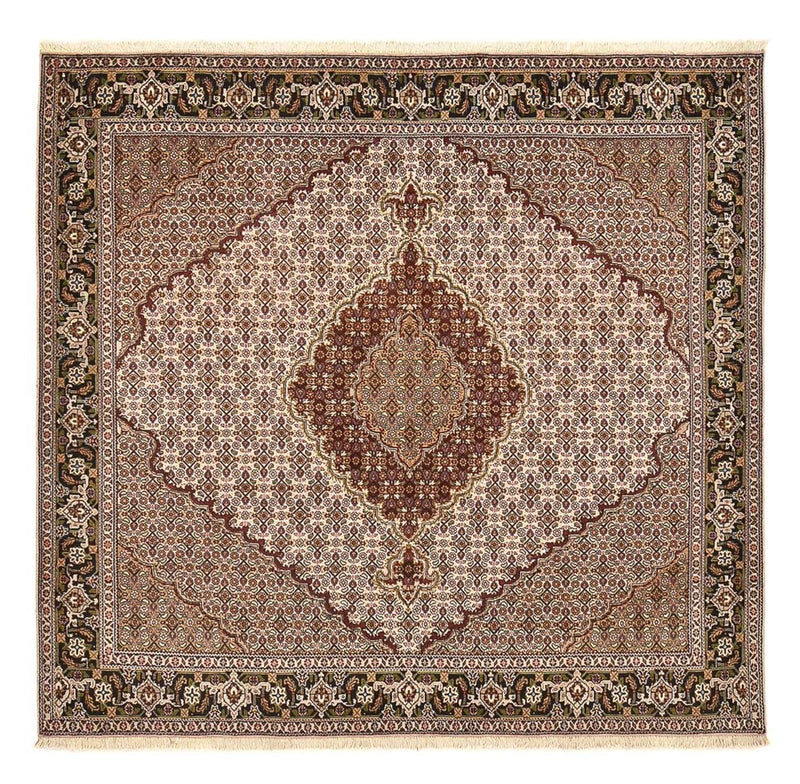 Täbriz - 40 Raj Teppich 196x202cm - Perserteppich - hellbraun