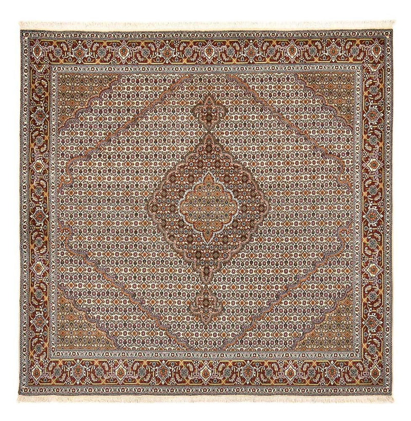 Täbriz - 40 Raj Teppich 198x208cm - Perserteppich - hellbraun