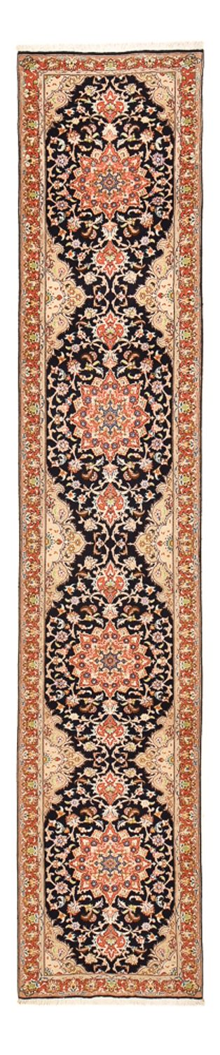 Täbriz - 50 Raj Teppich 75x380cm - Perserteppich - dunkelblau