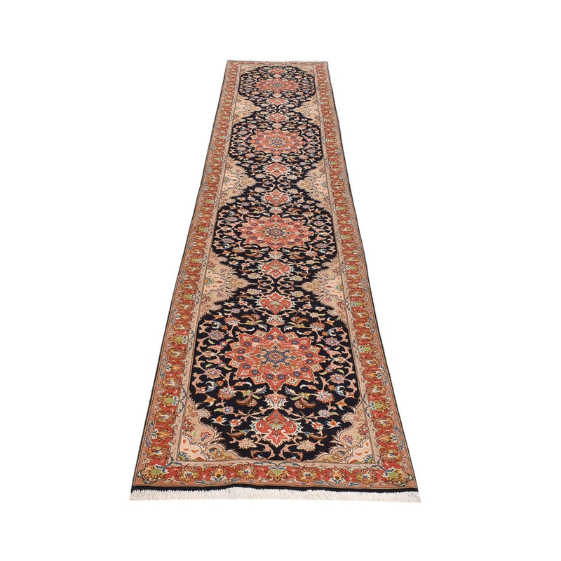 Täbriz - 50 Raj Teppich 75x380cm - Perserteppich - dunkelblau