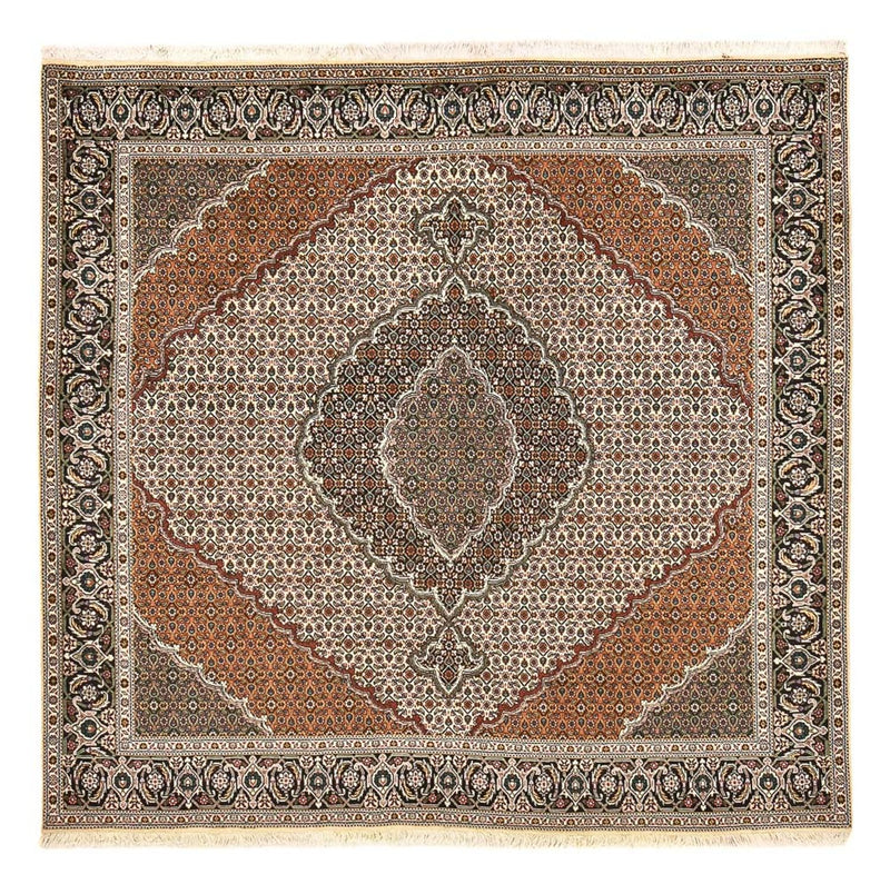 Täbriz - 40 Raj Teppich 202x206cm - Perserteppich - hellbraun