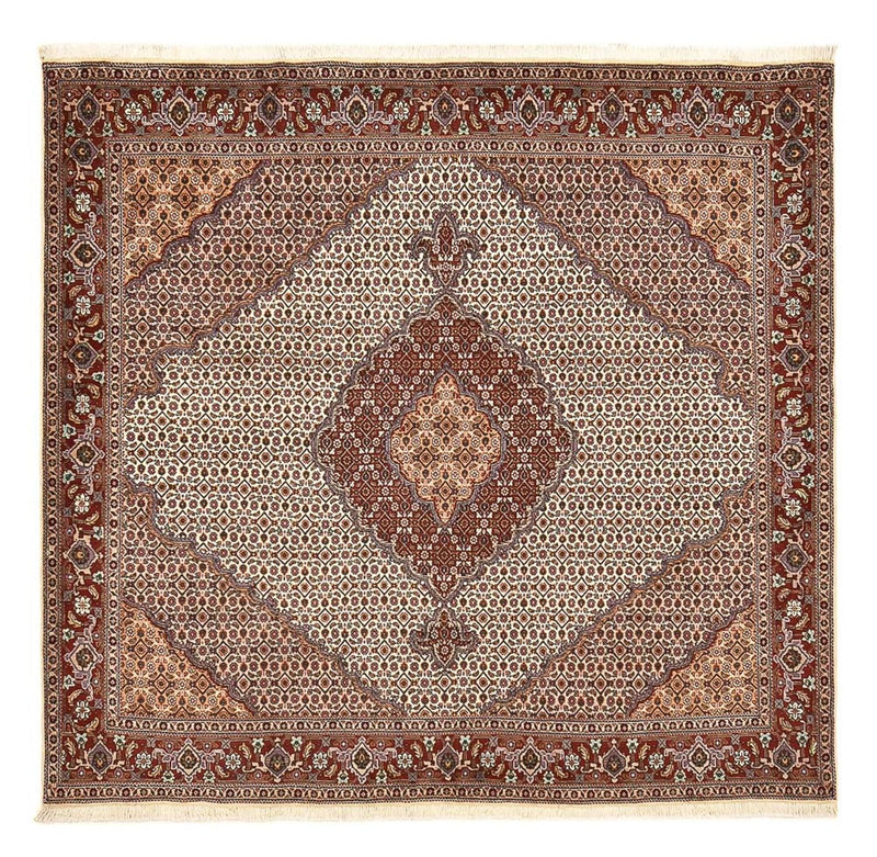 Täbriz - 40 Raj Teppich 198x204cm - Perserteppich - hellbraun