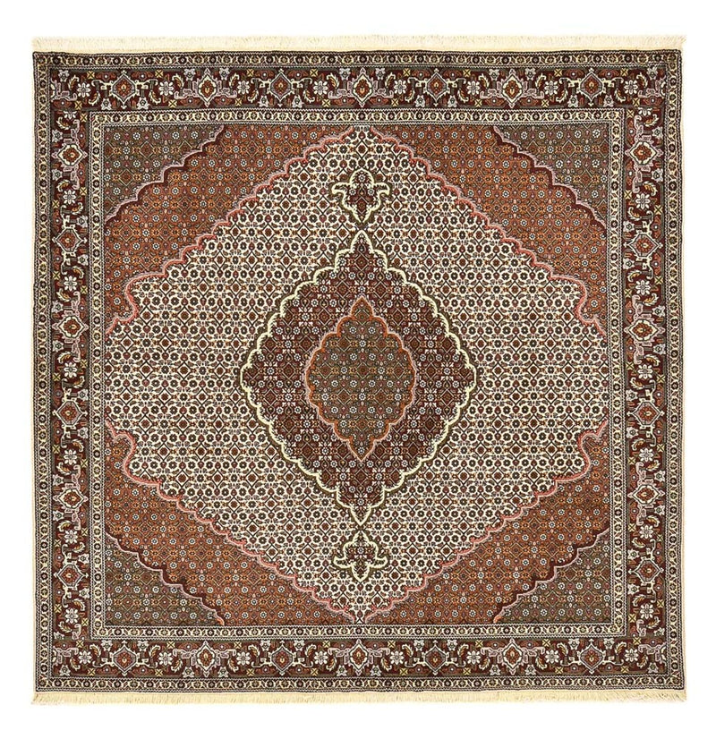 Täbriz - 40 Raj Teppich 201x205cm - Perserteppich - hellbraun