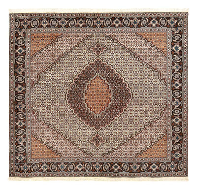Täbriz - 40 Raj Teppich 201x201cm - Perserteppich - hellbraun