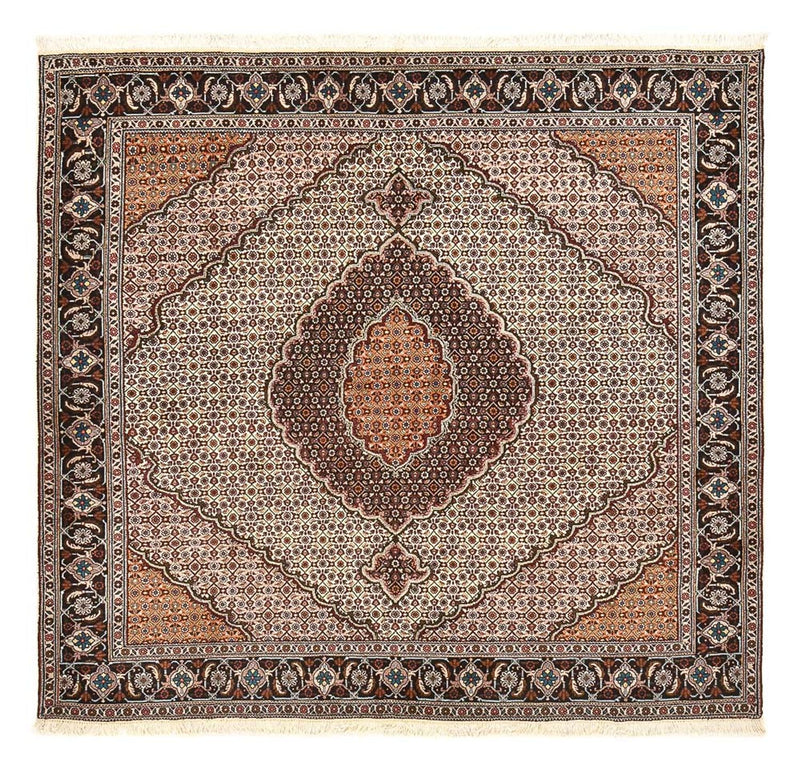 Täbriz - 40 Raj Teppich 201x201cm - Perserteppich - hellbraun