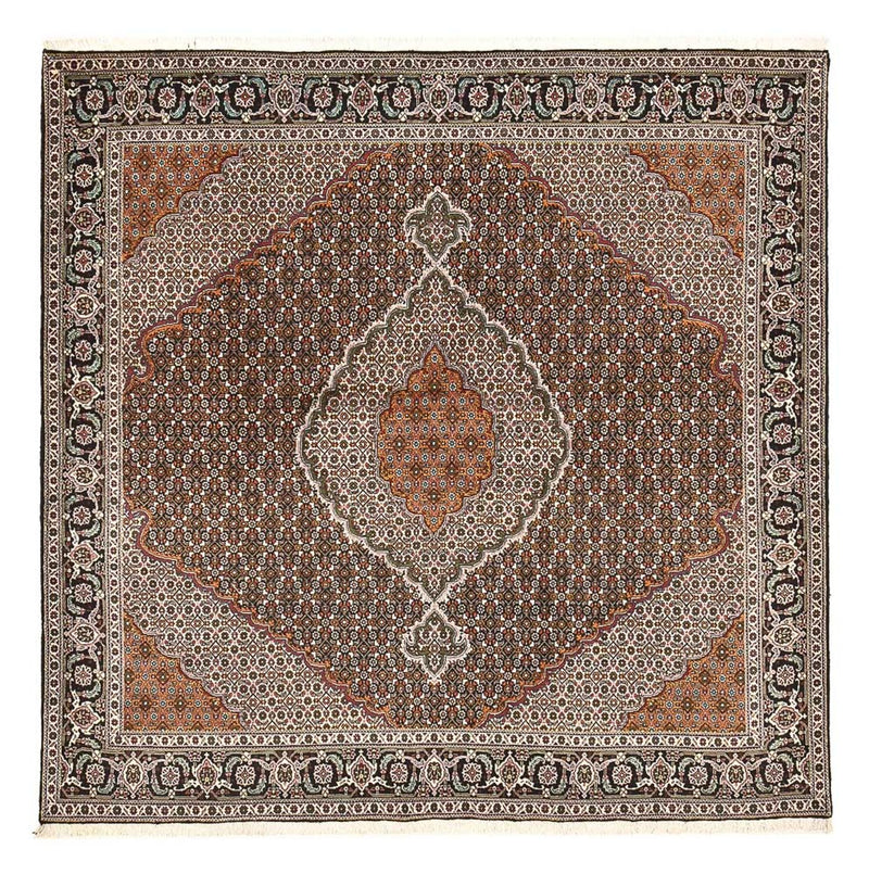 Täbriz - 40 Raj Teppich 203x203cm - Perserteppich - braun