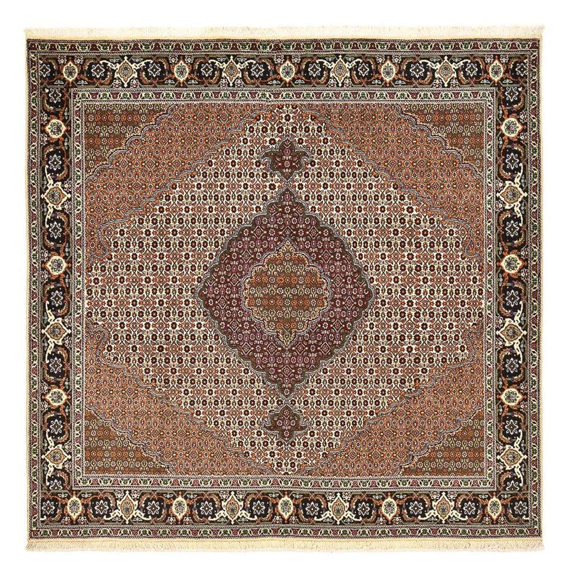 Täbriz - 40 Raj Teppich 200x204cm - Perserteppich - hellbraun