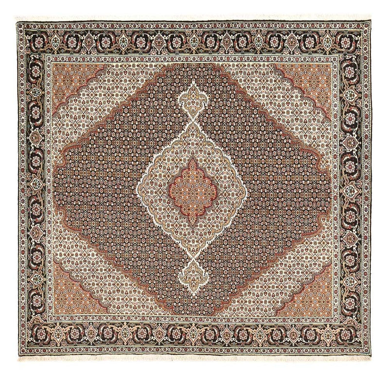 Täbriz - 40 Raj Teppich 200x204cm - Perserteppich - braun