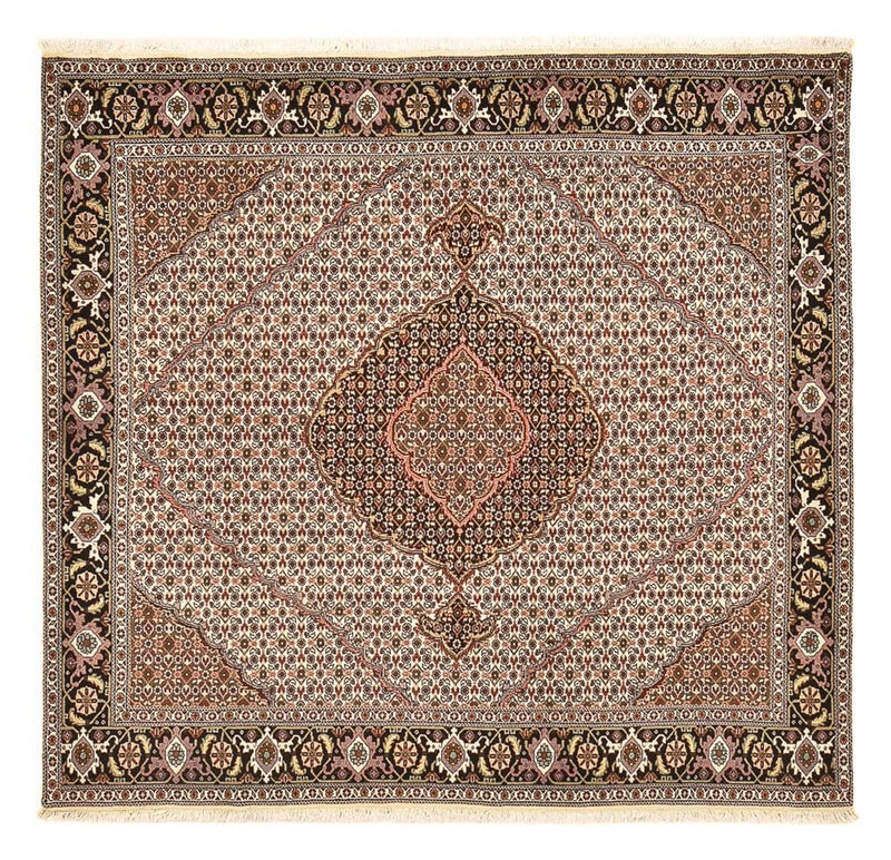 Täbriz - 40 Raj Teppich 194x198cm - Perserteppich - hellbraun