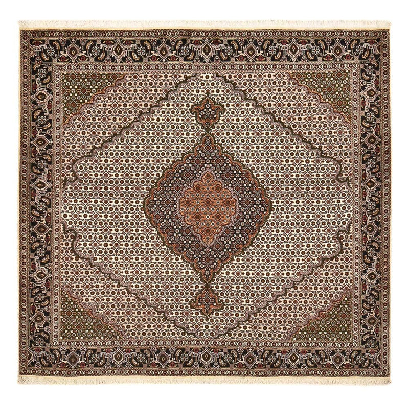 Täbriz - 40 Raj Teppich 200x204cm - Perserteppich - hellbraun