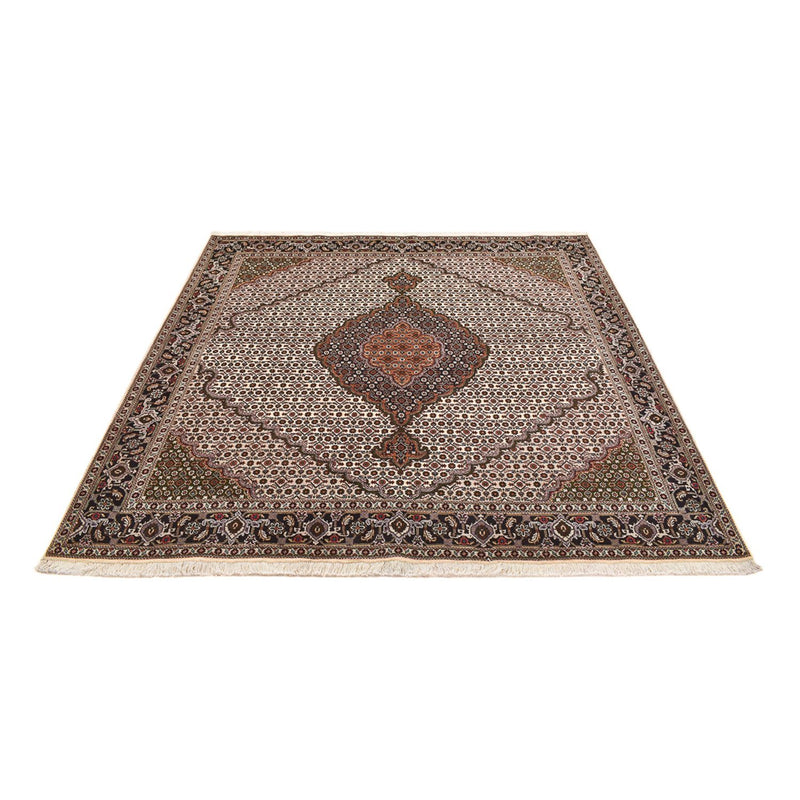 Täbriz - 40 Raj Teppich 200x204cm - Perserteppich - hellbraun